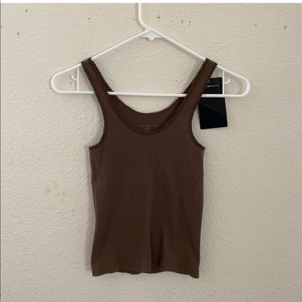 Brandy Melville brown Finley ruffle tank top - Picture 1 of 1